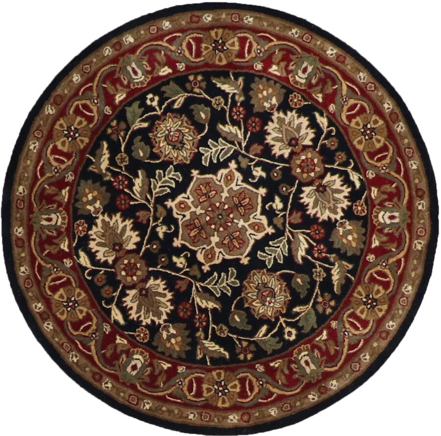 4'x4' Traditional Round Black Wool Rug - Direct Rug Import | Rugs in Chicago, Indiana,South Bend,Granger