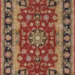 3’8”x5’7” Traditional Red Wool & Silk Hand-Tufted Rug