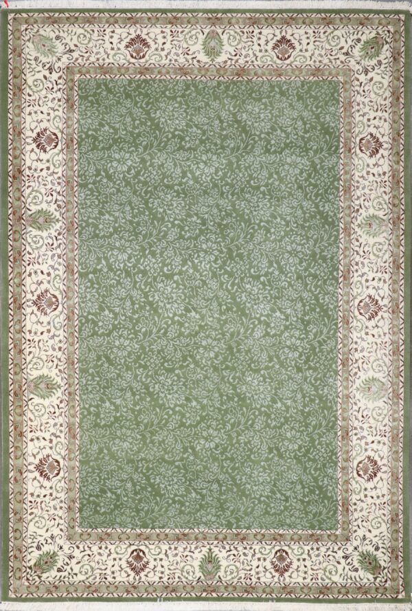 6'5"x9'3" Decorative Green Wool & Silk Hand-Knotted Rug - Direct Rug Import | Rugs in Chicago, Indiana,South Bend,Granger