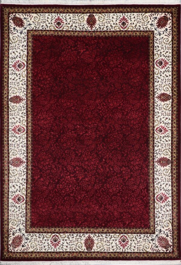 5'9"x8'2" Traditional Burgundy Wool & Silk Hand-Knotted Rug - Direct Rug Import | Rugs in Chicago, Indiana,South Bend,Granger
