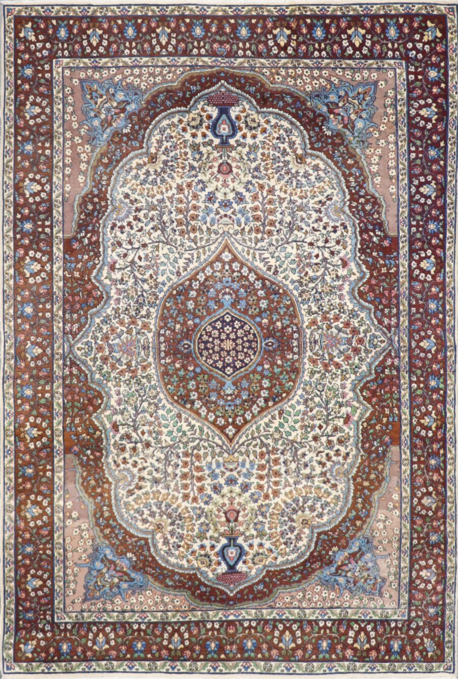 4'7"x7' Traditional Isfahan Persian Design Brown Wool Hand-Knotted Rug - Direct Rug Import | Rugs in Chicago, Indiana,South Bend,Granger