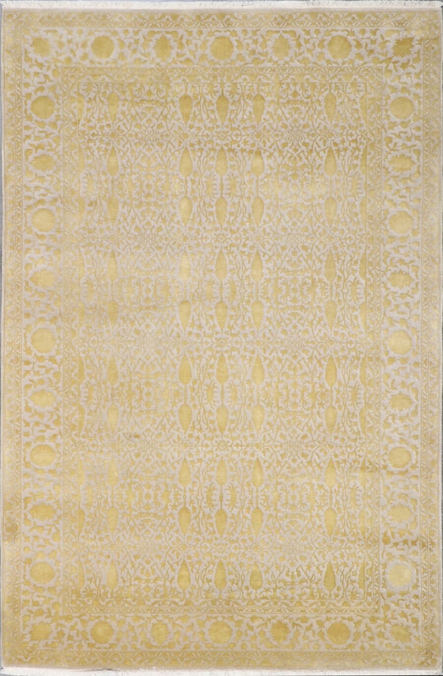 6'1"x9'7" Transitional classic Gold Wool & Silk Hand-Knotted Rug - Direct Rug Import | Rugs in Chicago, Indiana,South Bend,Granger