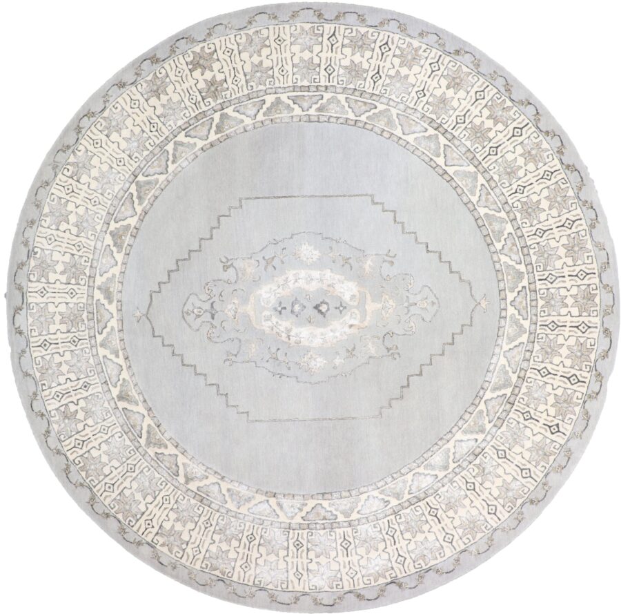 9'10"x9'10" Decorative Round Vintage Wool & Silk Hand-Tufted Rug - Direct Rug Import | Rugs in Chicago, Indiana,South Bend,Granger