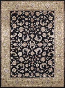 9’x12’1” Traditional Black Wool & Silk Hand-Tufted Rug