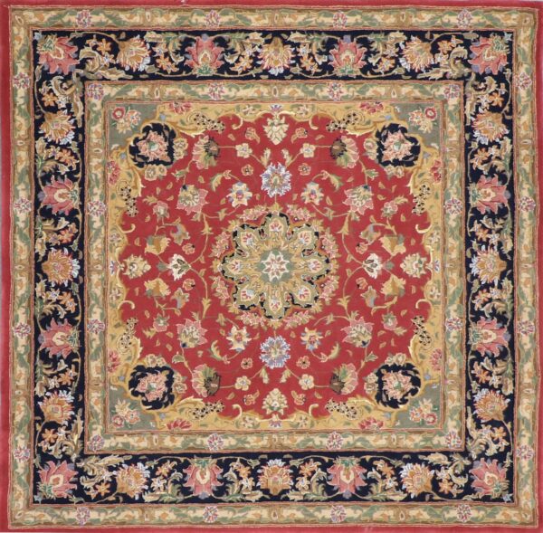 5’7”x5’7” Traditional Red Wool & Silk Hand-Tufted Rug - Direct Rug Import | Rugs in Chicago, Indiana,South Bend,Granger