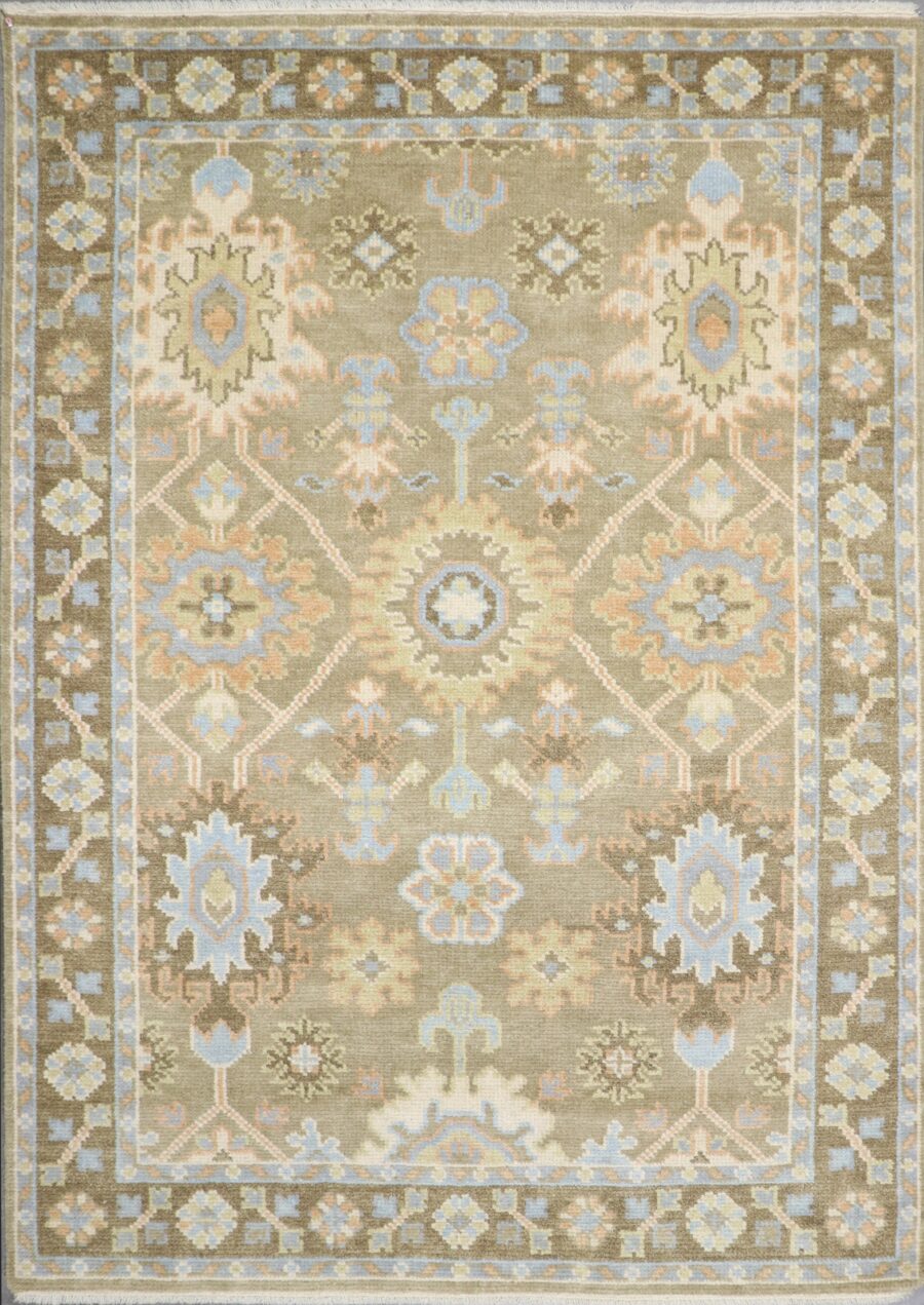 6'6"x8'11" Decorative Green Oushak Wool Hand-Knotted Rug - Direct Rug Import | Rugs in Chicago, Indiana,South Bend,Granger