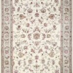 6'1"x8'8" Traditional Ivory Tabriz Wool & Silk Hand-Knotted Rug - Direct Rug Import | Rugs in Chicago, Indiana,South Bend,Granger