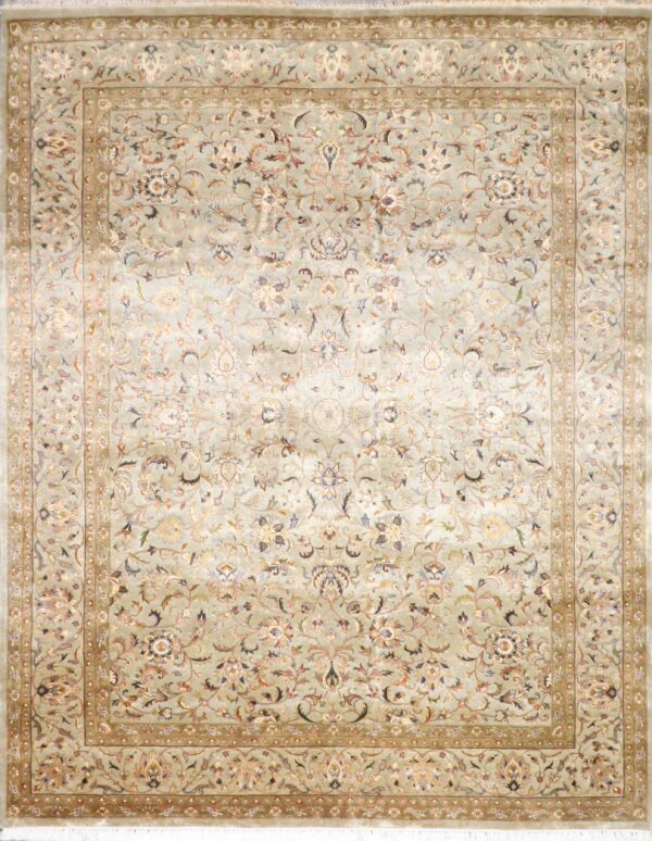 5’8”x7’11” Traditional Tan Wool & Silk Hand-Knotted Rug - Direct Rug Import | Rugs in Chicago, Indiana,South Bend,Granger