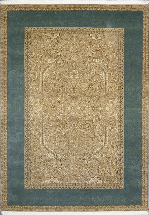 6'5"x8'6" Decorative Classic Gold Wool & Silk Hand-Knotted Rug - Direct Rug Import | Rugs in Chicago, Indiana,South Bend,Granger