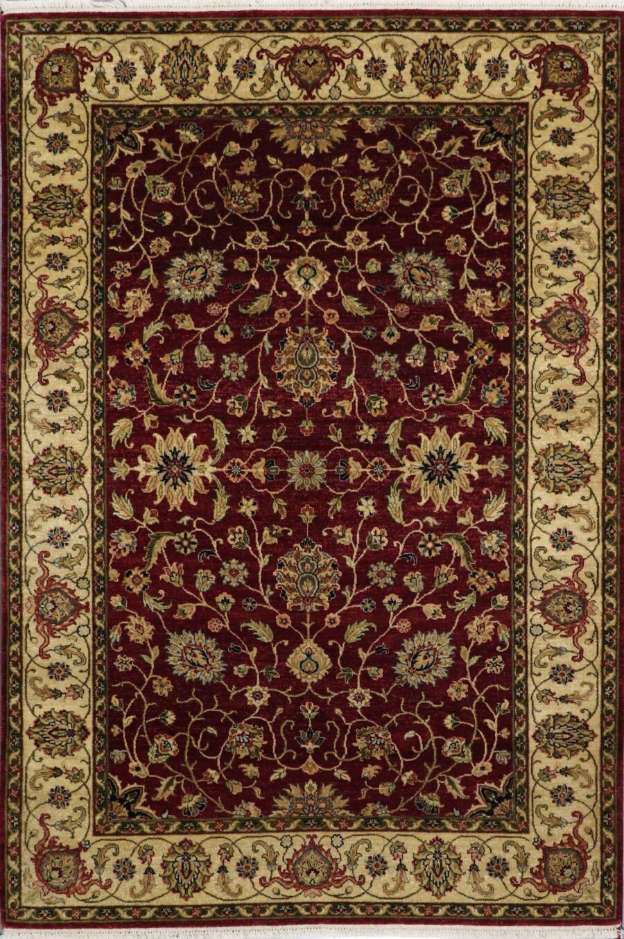 5'9"x8'6" Traditional Burgundy Kashan Wool & Silk Hand-Knotted Rug - Direct Rug Import | Rugs in Chicago, Indiana,South Bend,Granger