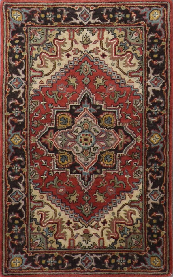 3’x4’11” Traditional Red Wool Hand-Tufted Rug - Direct Rug Import | Rugs in Chicago, Indiana,South Bend,Granger