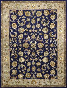 9’x12’ Traditional Navy Wool & Silk Hand-Tufted Rug