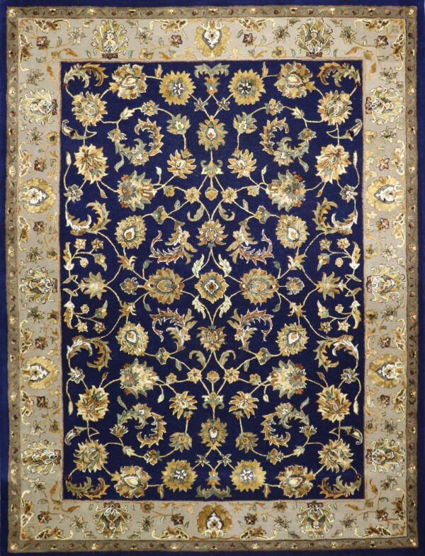 9’x12’ Traditional Navy Wool & Silk Hand-Tufted Rug - Direct Rug Import | Rugs in Chicago, Indiana,South Bend,Granger