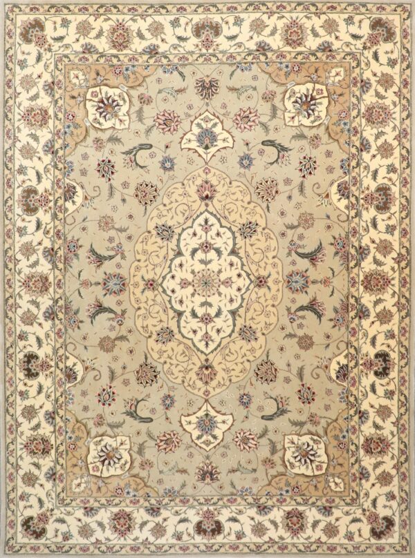 7’11”x10’9” Traditional Tan Wool & Silk Hand-Tufted Rug - Direct Rug Import | Rugs in Chicago, Indiana,South Bend,Granger