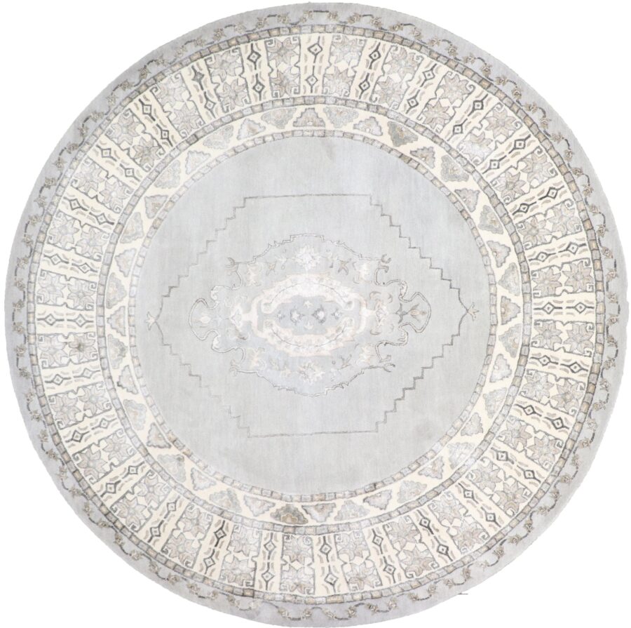 8'5"x8'5" Decorative Round Vintage Wool & Silk Hand-Tufted Rug - Direct Rug Import | Rugs in Chicago, Indiana,South Bend,Granger