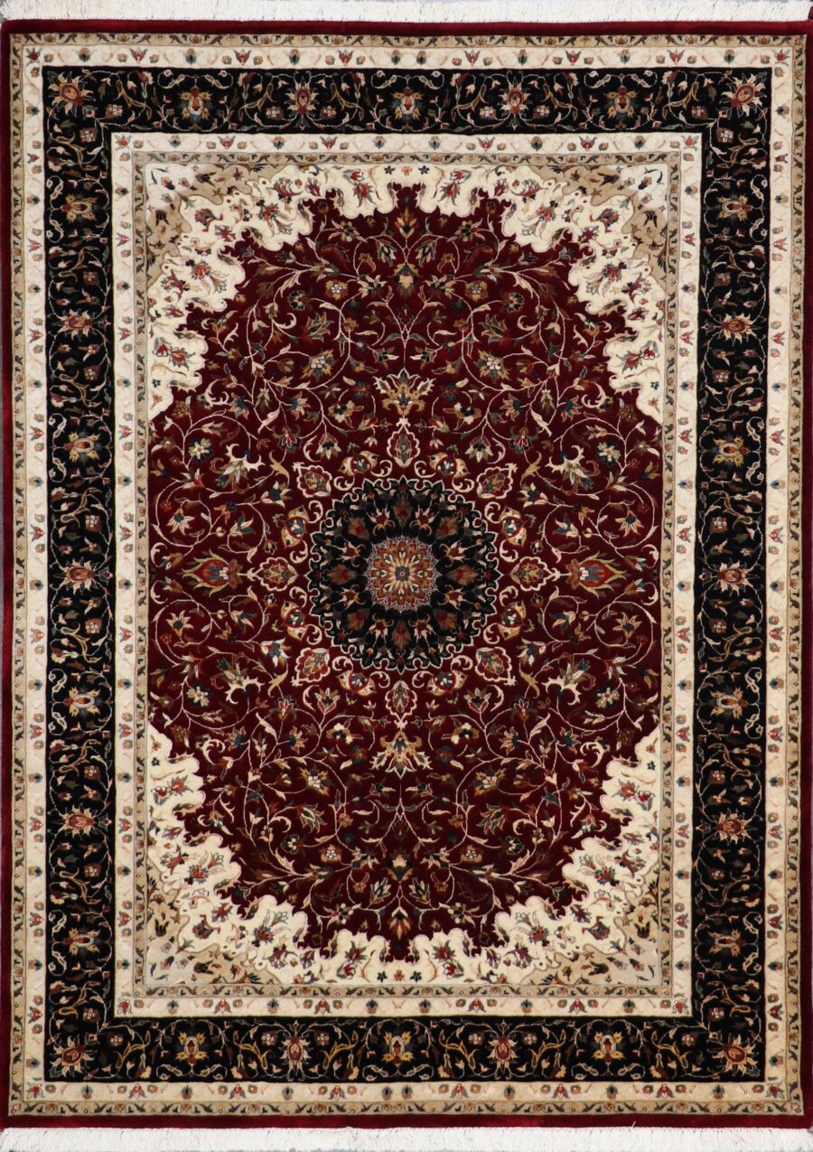 5'7"x8'4" Traditional Red Kashan Wool & Silk Hand-Knotted Rug - Direct Rug Import | Rugs in Chicago, Indiana,South Bend,Granger