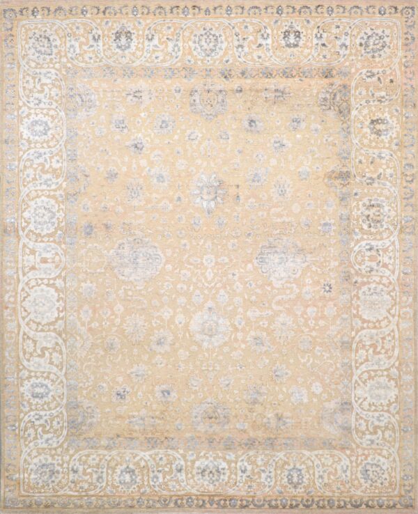 8'1"x10'1" Traditional Tan Wool & Silk Hand-Knotted Rug - Direct Rug Import | Rugs in Chicago, Indiana,South Bend,Granger