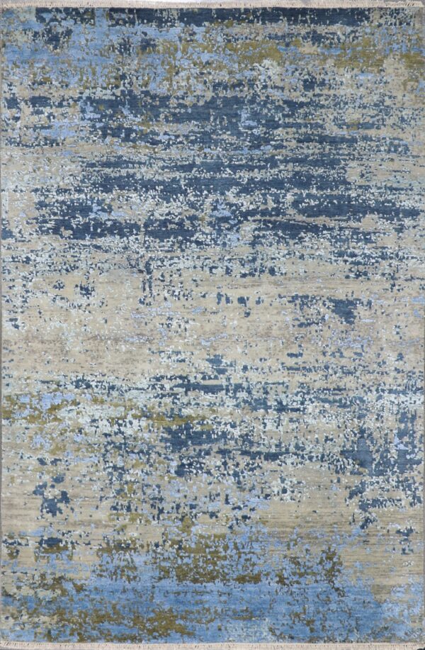 5'11"x9' Contemporary Gray Wool & Silk Hand-Knotted Rug - Direct Rug Import | Rugs in Chicago, Indiana,South Bend,Granger