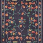 9'4"x12'5" Tibetan Flowers Charcoal Wool Hand-Knotted Rug - Direct Rug Import | Rugs in Chicago, Indiana,South Bend,Granger