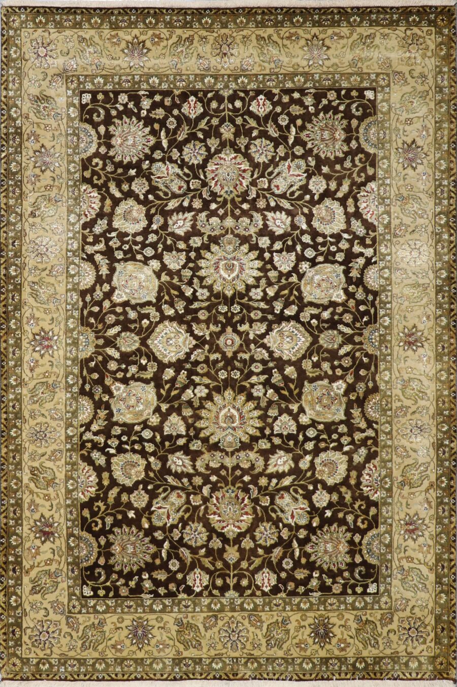 5'6"x8'9" Traditional Brown Silk Hand-Knotted Rug - Direct Rug Import | Rugs in Chicago, Indiana,South Bend,Granger
