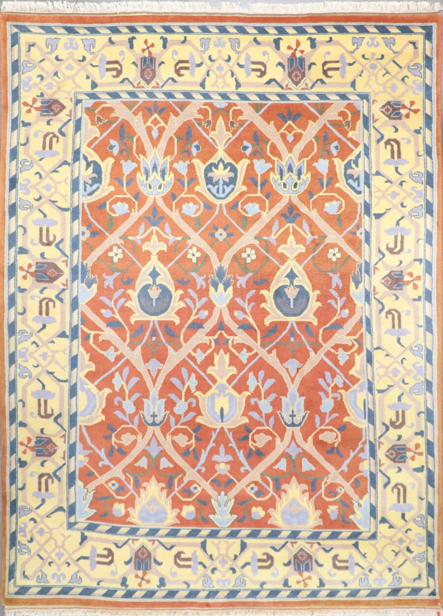 8'7"x11'8" Traditional Red-Orange Nepal Wool Hand-Knotted Rug - Direct Rug Import | Rugs in Chicago, Indiana,South Bend,Granger
