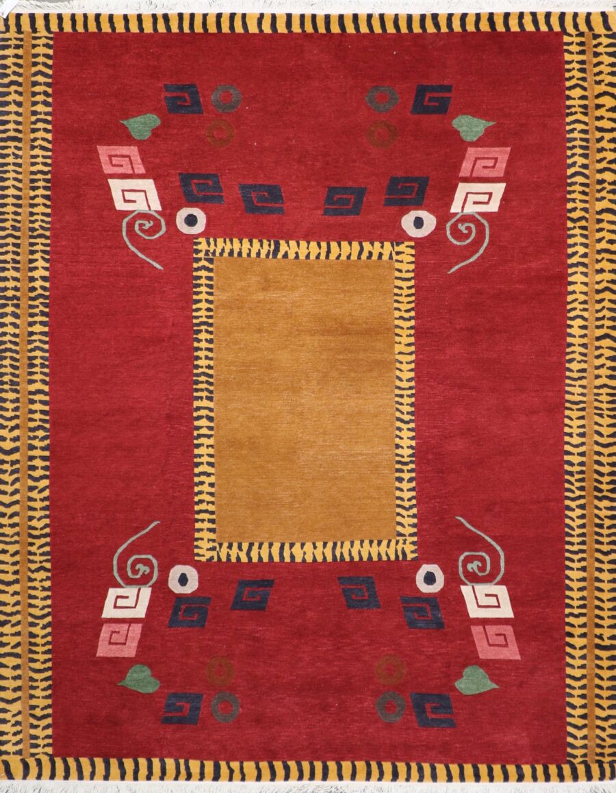 8'1"x10'1" Decorative Tibetan Red Wool Hand-Knotted Rug - Direct Rug Import | Rugs in Chicago, Indiana,South Bend,Granger