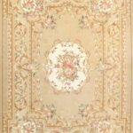 7’10”x10’8” Traditional Aubusson Tan Wool Hand-Tufted Rug