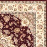 5’6”x5’6” Traditional Burgundy Wool & Silk Hand-Tufted Rug - Image 3