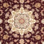 5’6”x5’6” Traditional Burgundy Wool & Silk Hand-Tufted Rug - Image 2
