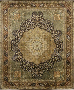 8’x10’ Traditional Velvet & Brown Wool Hand-Knotted Rug