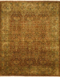 7’10″x9’8″ Transitional Olive Green & Brown Wool Hand-Knotted Rug
