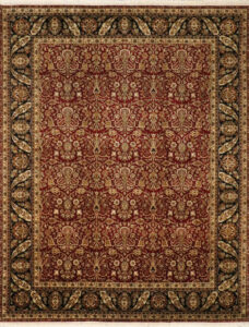 8’1″x10’8″ Traditional Red, Gold, & Black Wool Hand-Knotted Rug