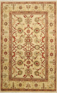 6’10″x11’4″ Traditional Rust & Cream Wool Hand-Knotted Rug