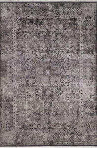 6’x9’3″ Transitional Silver, & Purple Wool & Silk Hand-Knotted Rug