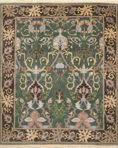7’10″x9’7″ William Morris Green Wool Hand-Knotted Rug
