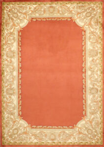 7’1″x9’10″ Aubusson Rust & Cream Wool Hand-Knotted Rug