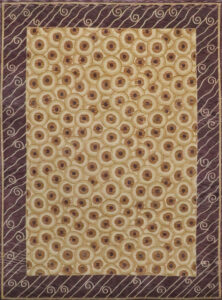 6’x8’ Transitional Purple & Gold Wool & Silk Hand-Knotted Rug