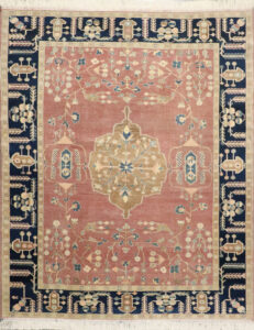 8’7″x10’6″ Traditional Red, Royal Blue, & Cream Wool Hand-Knotted Rug