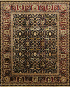 8’1″x10’ Traditional Black, Gold, & Rust Wool Hand-Knotted Rug