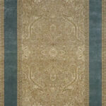 6’2″x8’9″ Transitional Dark Green & Cream Wool Hand-Knotted Rug