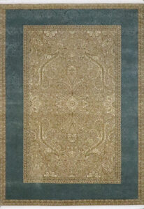 6’2″x8’9″ Transitional Dark Green & Cream Wool Hand-Knotted Rug