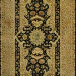 3’1″x5’2″ Traditional Black & Gold Wool & Silk Hand-Knotted Rug