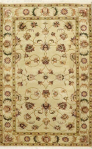 3’x5’ Traditional Beige  Wool & Silk Hand-Knotted Rug