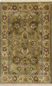 2’5"x4’ Traditional Green and Brown Wool Hand-Knotted Rug