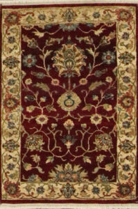 2’7″x4’ Traditional Velvet and Gold Wool Hand-Knotted Rug