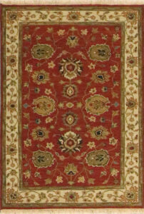 3’1″x5’ Traditional Red & Ivory Wool Hand-Knotted Rug