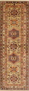 2’9″x8’9″ Traditional Blue, Rust, & Multi-colored Wool Hand-Knotted Rug