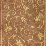 2’8″x4’ Transitional Purple & Gold Wool & Silk Hand-Knotted Rug