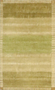 3’x5’1″ Modern Green & Brown Wool Hand-Knotted Rug