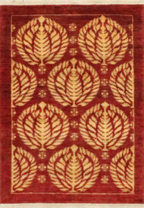 2’8″x4’ Decorative Rust & Gold Wool Hand-Knotted Rug